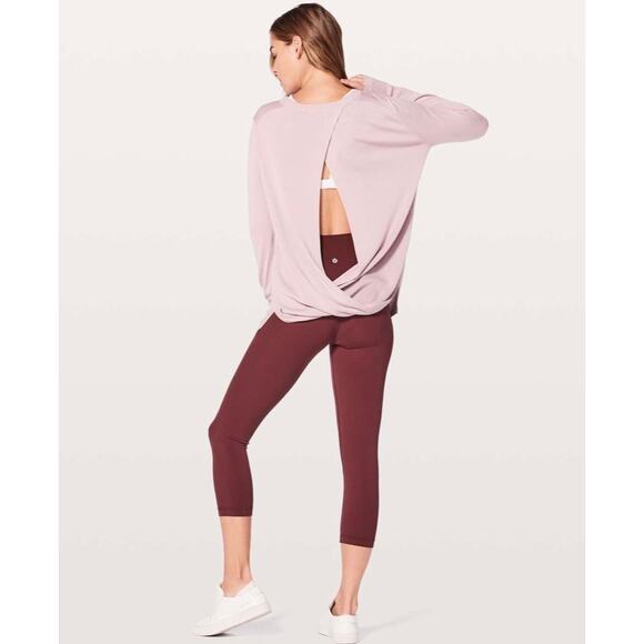 LULULEMON Bring it Backbend Sweater Womens 6 Porcelain Pink Boolux Crew Neck - Picture 1 of 16